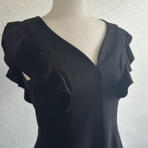 🖤 Tommy Hilfiger Black Ruffle Sleeve Fit & Flare Dress Size: 6P - Picture 1 of 7